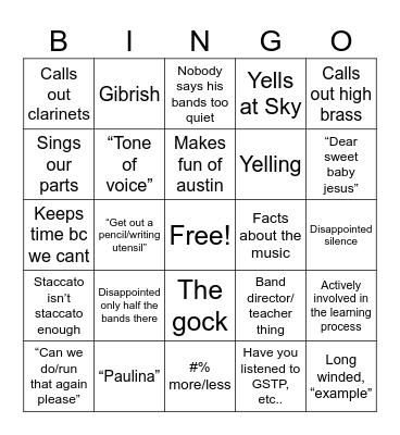 Galvan Bingo Card