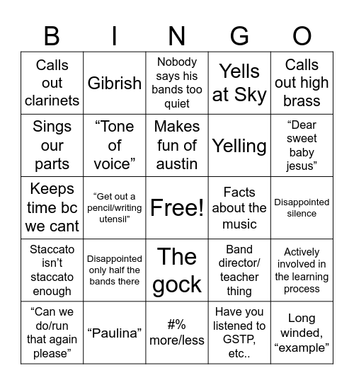 Galvan Bingo Card