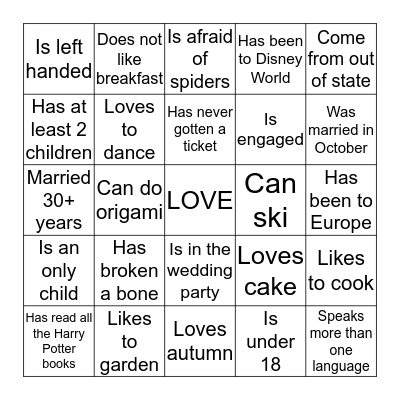 Rehearsal  Bingo Card