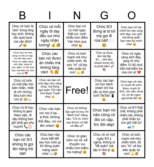 8/3 Bingo Card