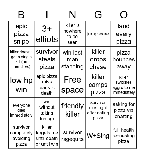 forsaken Elliot bingo Card