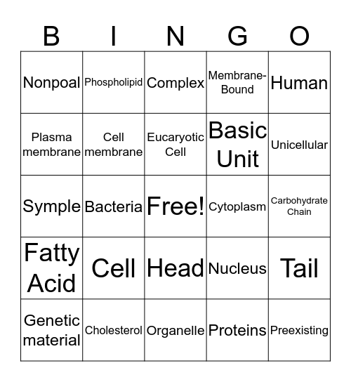 Cell Theory Bingo Card