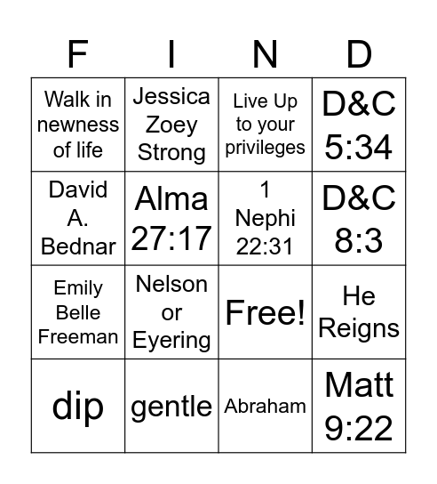 GOSPEL LIBRARY APP Bingo Card