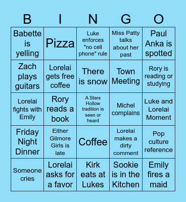 Gilmore Girls Bingo Card