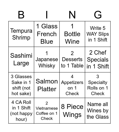 Week 2 BING Bingo Card
