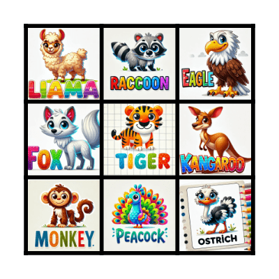 ANIMALS! Bingo Card