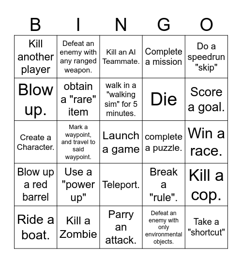 Multi-Game Bingo Card