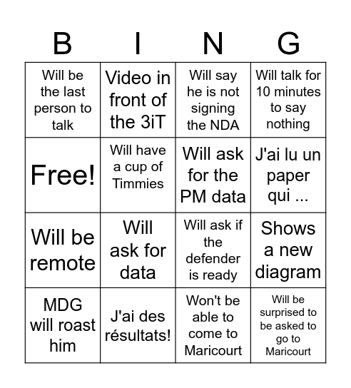 Farouk's Bingo Card Bingo Card