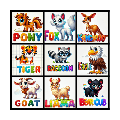 ANIMALS! Bingo Card