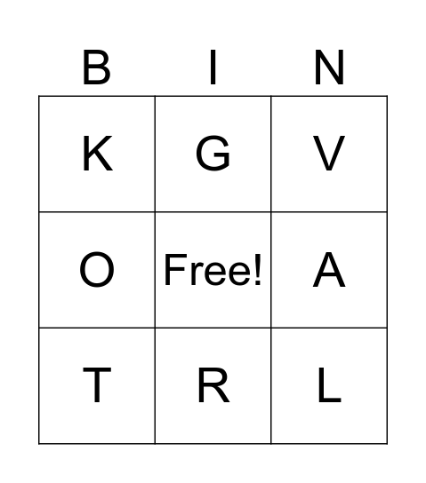 Alphabet Bingo Card