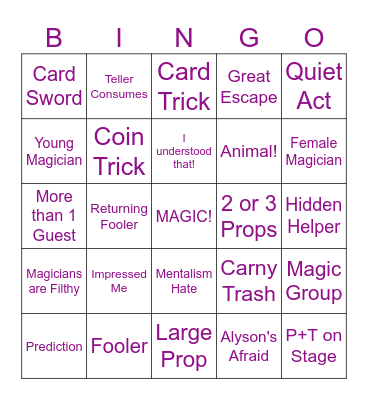Fool Us Bingo Card