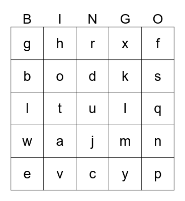 phonics Bingo Card