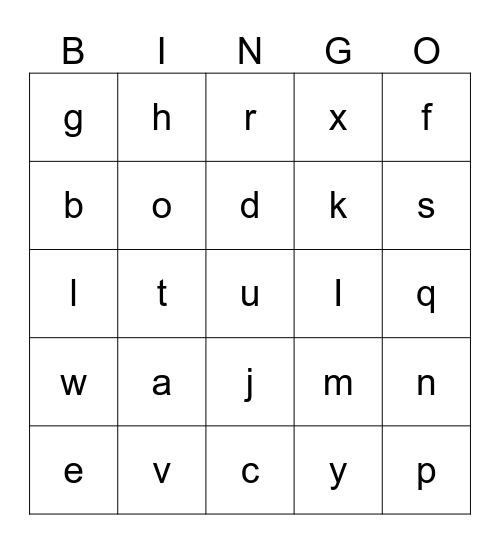 phonics Bingo Card