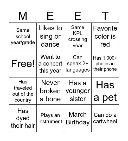 UNC-CH x UMN Bingo Card