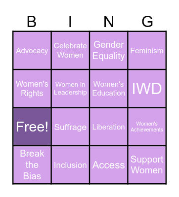 International Women’s Day 2025 Bingo Card