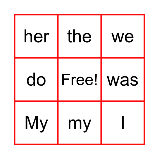 Stage 1 and 2 Bingo Card