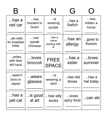 Find someone who... Bingo Card