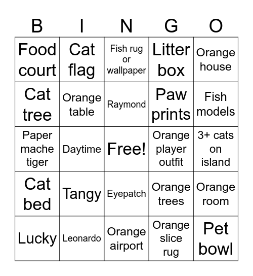 Ember ACNH Bingo Card