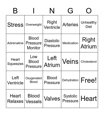 Heart Health Bingo Card