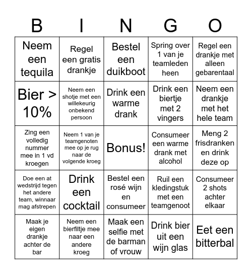 Kroegentocht Bingo Card