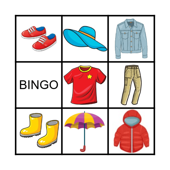 clothes Bingo Card