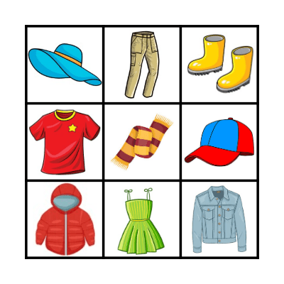 clothes Bingo Card