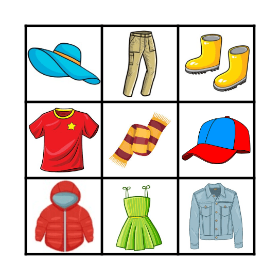 clothes Bingo Card