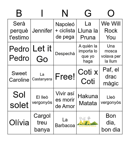 Bingo musical - Caminada Gavarres Bingo Card