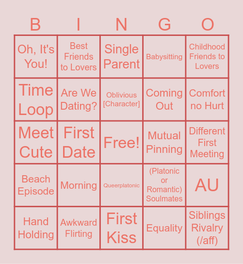Fluff Bingo ☀️❤️ Bingo Card