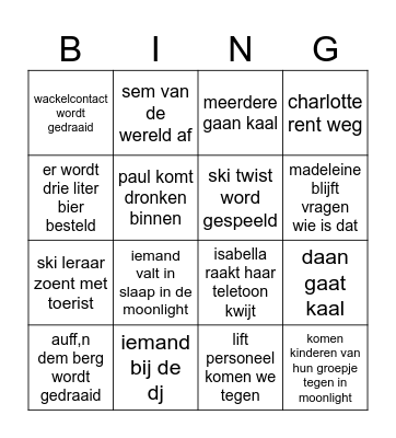 moonlight party Bingo Card