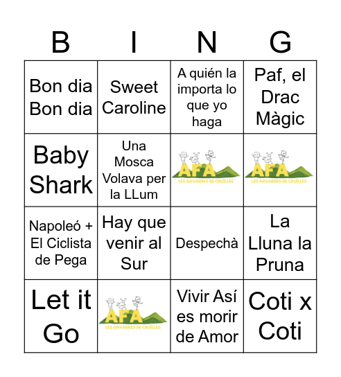 Bingo Musical - AFA les Gavarres Bingo Card