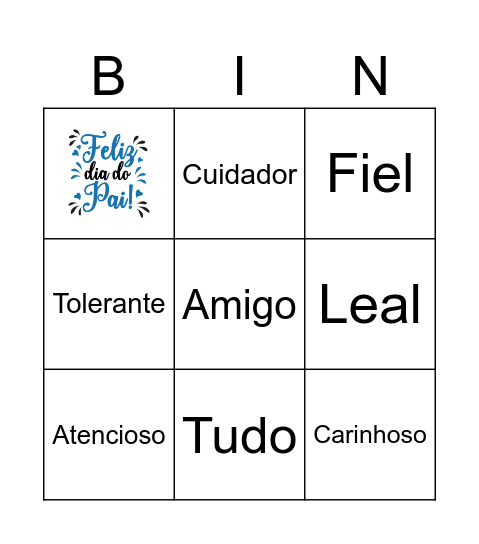 Bingo Dia do Pai Bingo Card