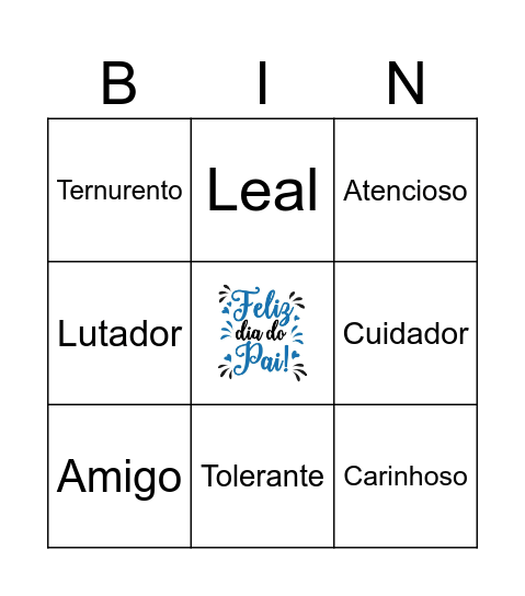 Bingo Dia do Pai Bingo Card