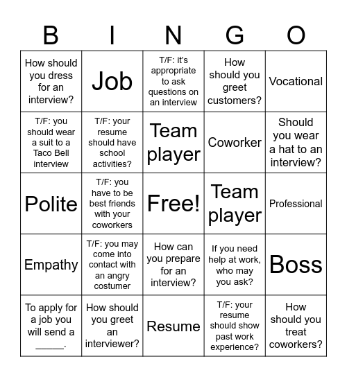 Work bingo Card