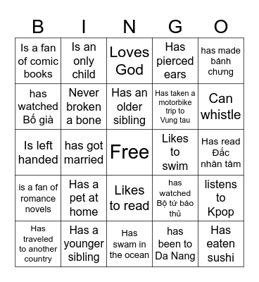 Get to Know Bingo Card