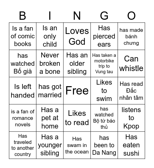 Get to Know Bingo Card