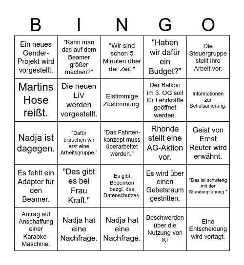 GeKo Bingo Card