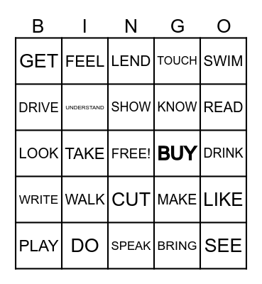 REGULAR AND IRREGULAR VERBS Bingo Card