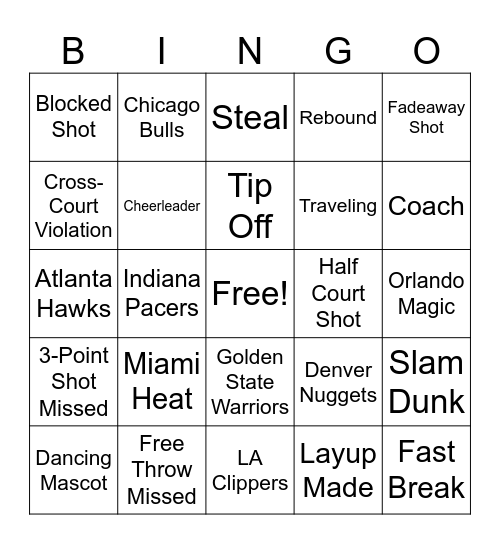 March Madness Bingo Card