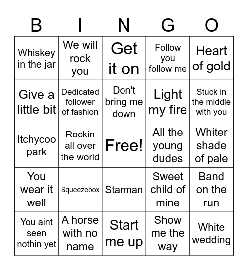 MALE LEGENDS BINGO Card