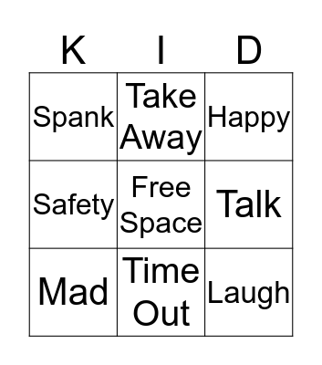 Kid Bingo Card