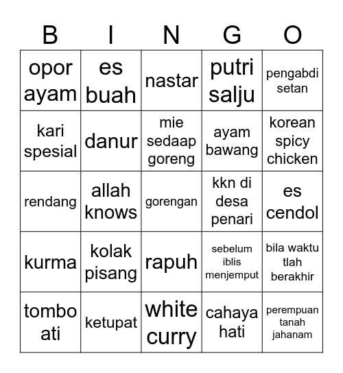 athéna Bingo Card