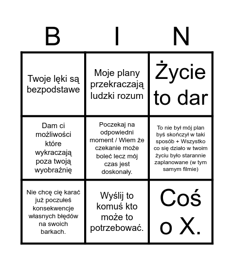 Orędzie Bingo! Bingo Card