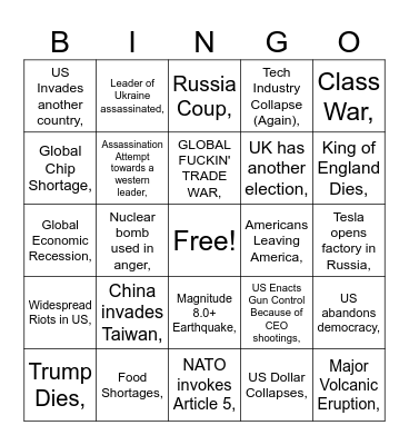 Apocalypse bingo 2025 Bingo Card