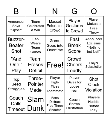 March Madness Bingo Card