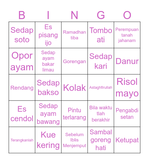 BINGO BERPOLA Bingo Card