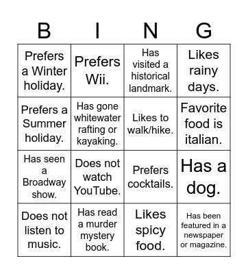 Grads "Get to Know You" Bingo Card
