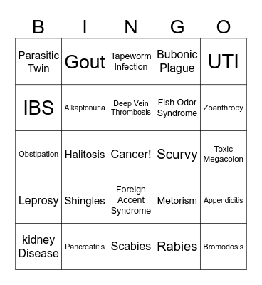 Bryant's Problems Bingo Card
