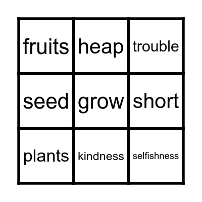 If You Plant a Seed Bingo Card