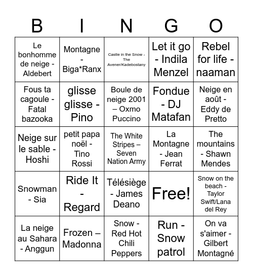 Bingo rebel montagnard Bingo Card